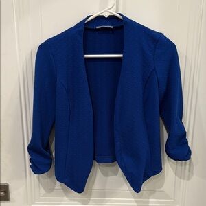 Charlotte Russe Blue Cropped Blazer with Open Front